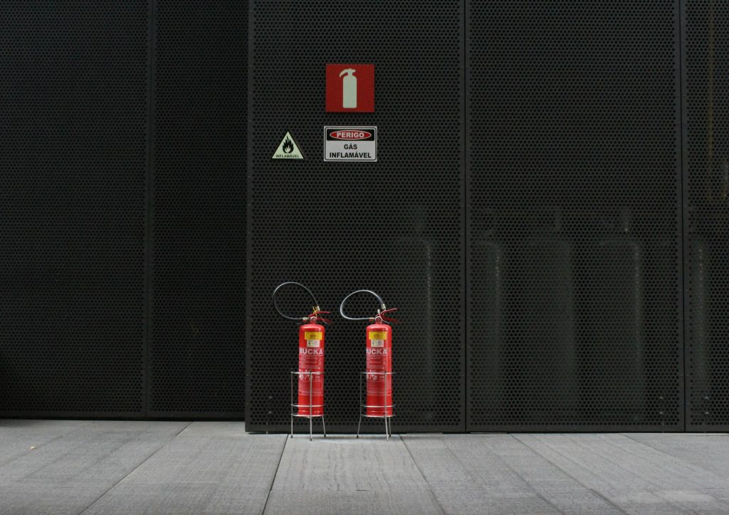 Pair of Red Fire Extinguisher Tanks